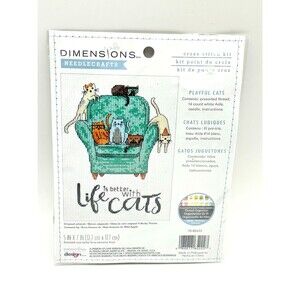Counted Cross Stitch Mini Kit Dimensions Playful Cats and Kittens #70-65222
